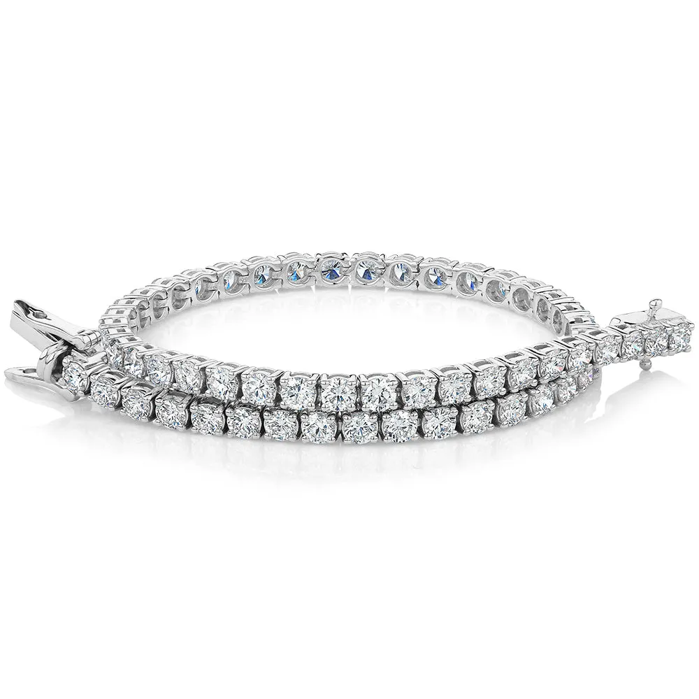 Premium Lab-Grown Diamond, 5 carat TW round brilliant tennis bracelet in 14 carat white gold