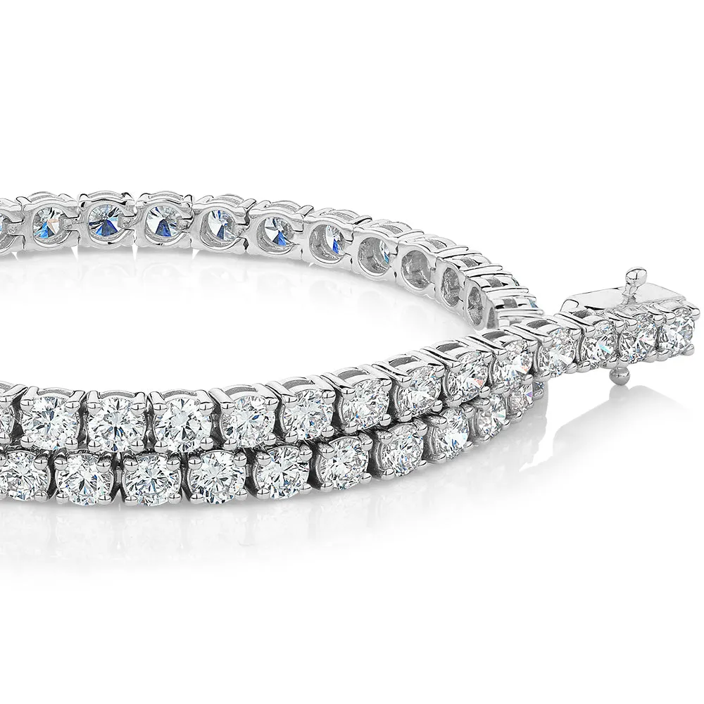 Premium Lab-Grown Diamond, 5 carat TW round brilliant tennis bracelet in 14 carat white gold