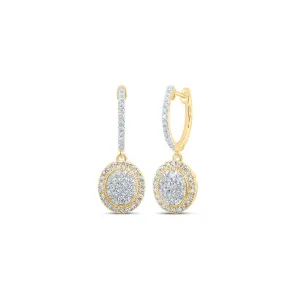 Radiant Diamond Gold Hoop and Oval Dangle Earrings
