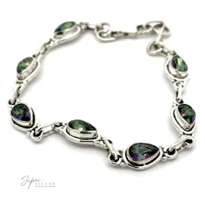 Rainbow Topaz Bordered Teardrop Bracelet