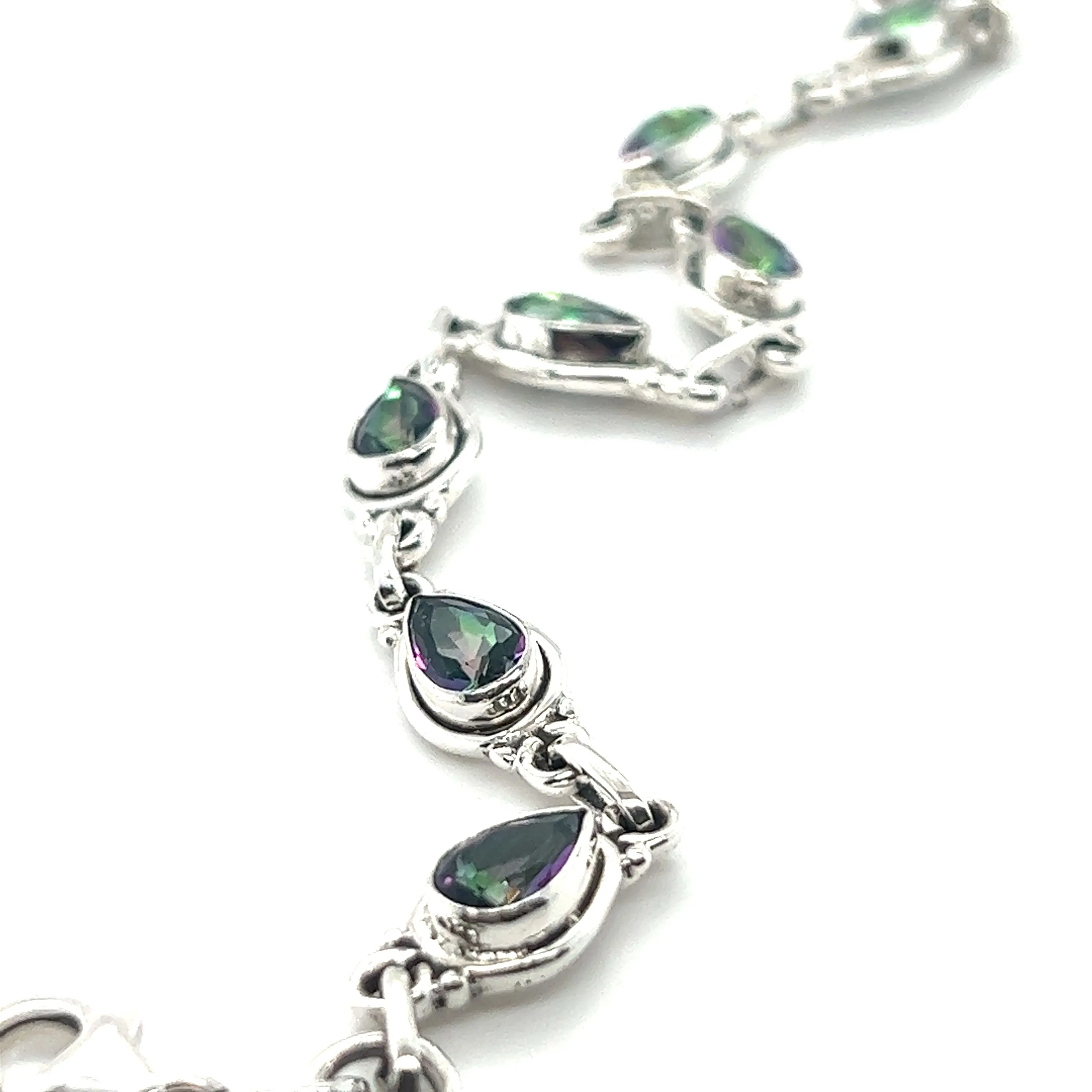 Rainbow Topaz Bordered Teardrop Bracelet