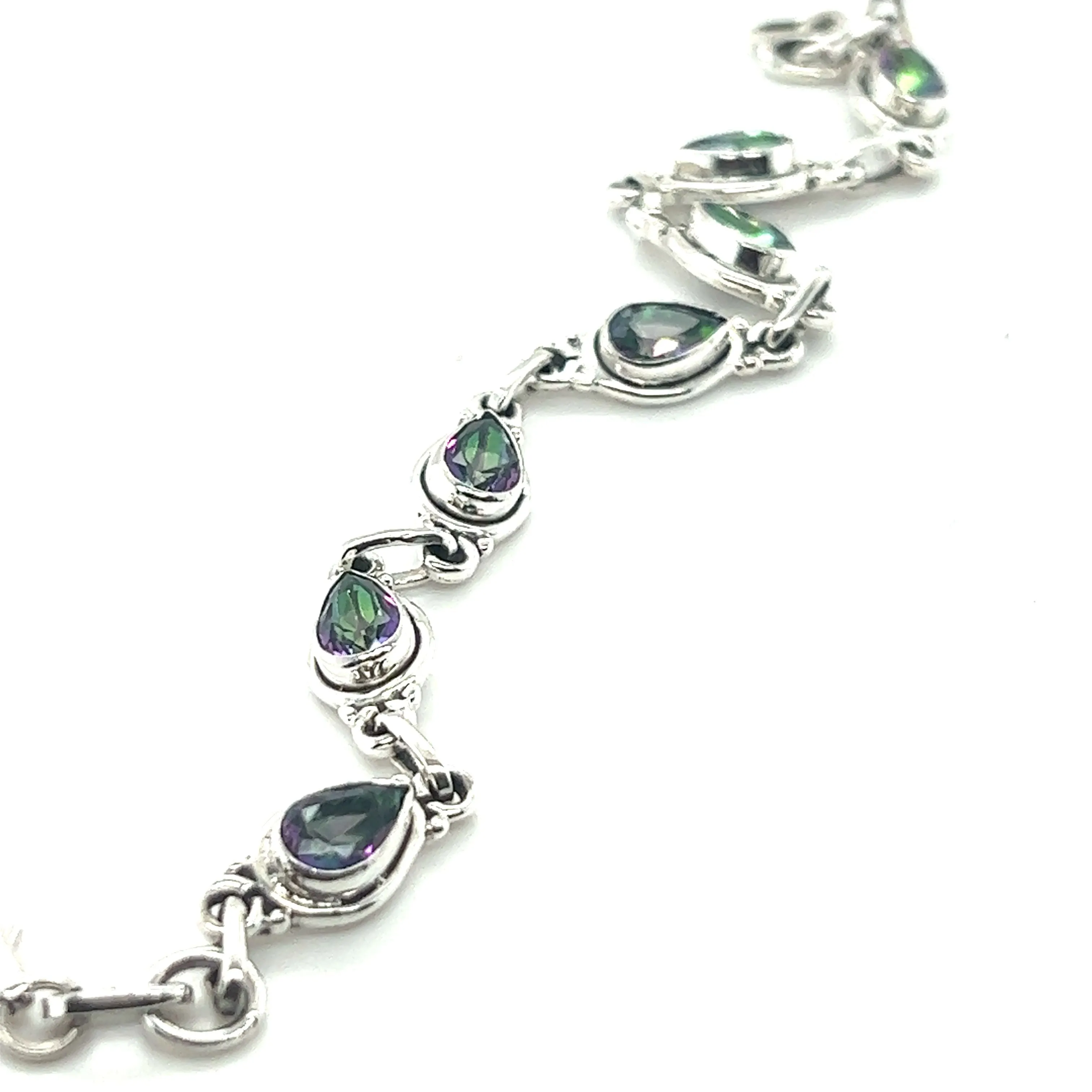 Rainbow Topaz Bordered Teardrop Bracelet