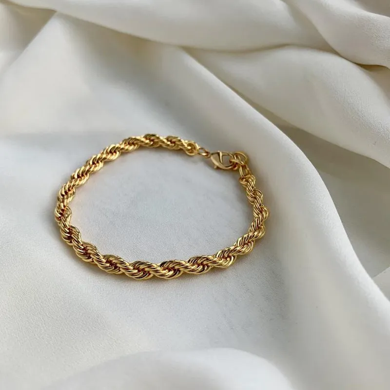 Retro Simple Geometric Twist Chain Hand Jewelry Female