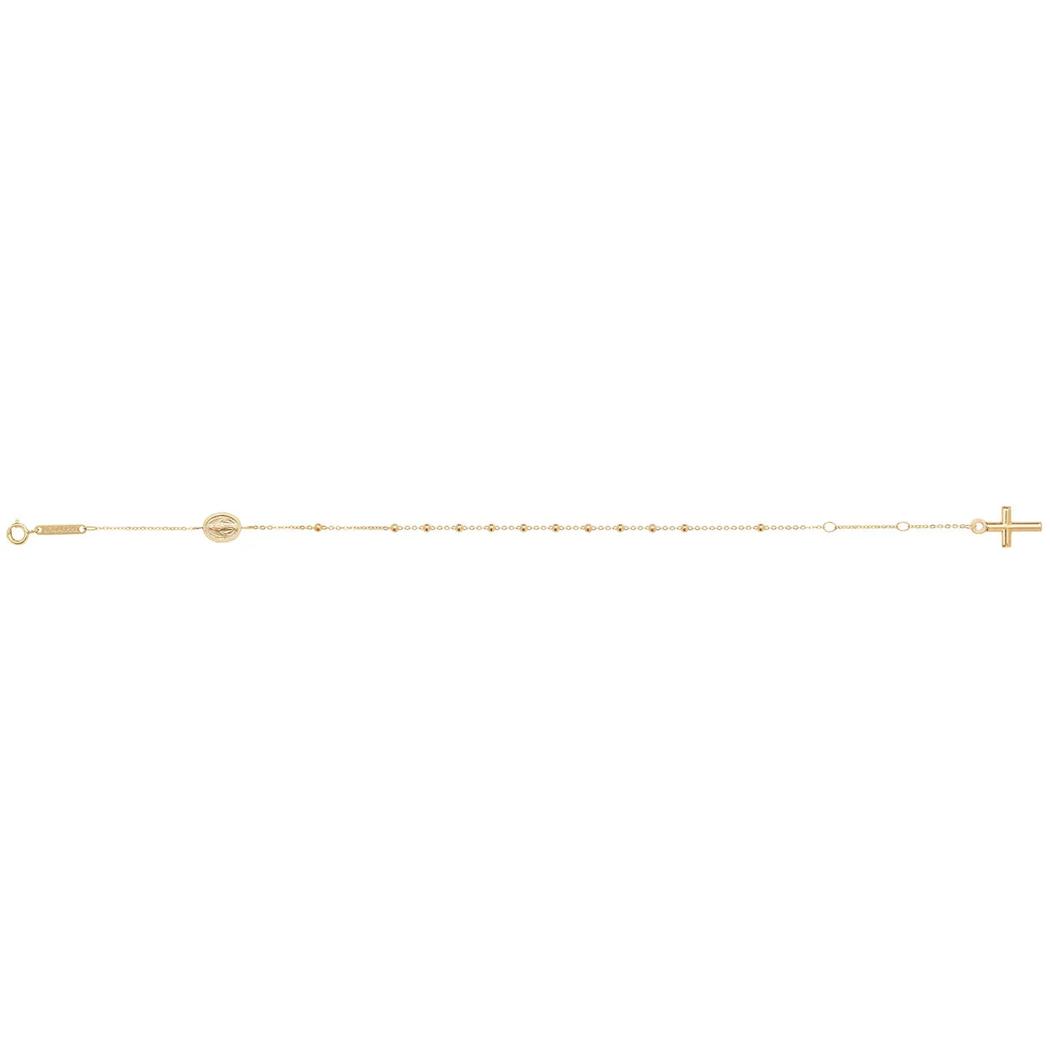 Rosary Bead Fine Chain Bracelet - 9k Yellow Gold