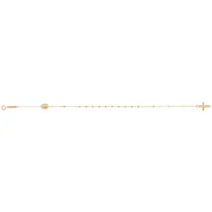 Rosary Bead Fine Chain Bracelet - 9k Yellow Gold