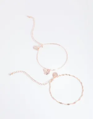 Rose Gold Butterfly Bracelet Pack