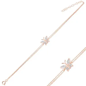 Rose Gold Chain Bracelet for Women- Butterfly Charm