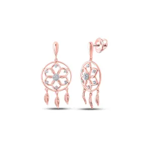 Rose Gold Diamond Dream Catcher Dangle Earrings: A Mesmerizing Bohemian Delight
