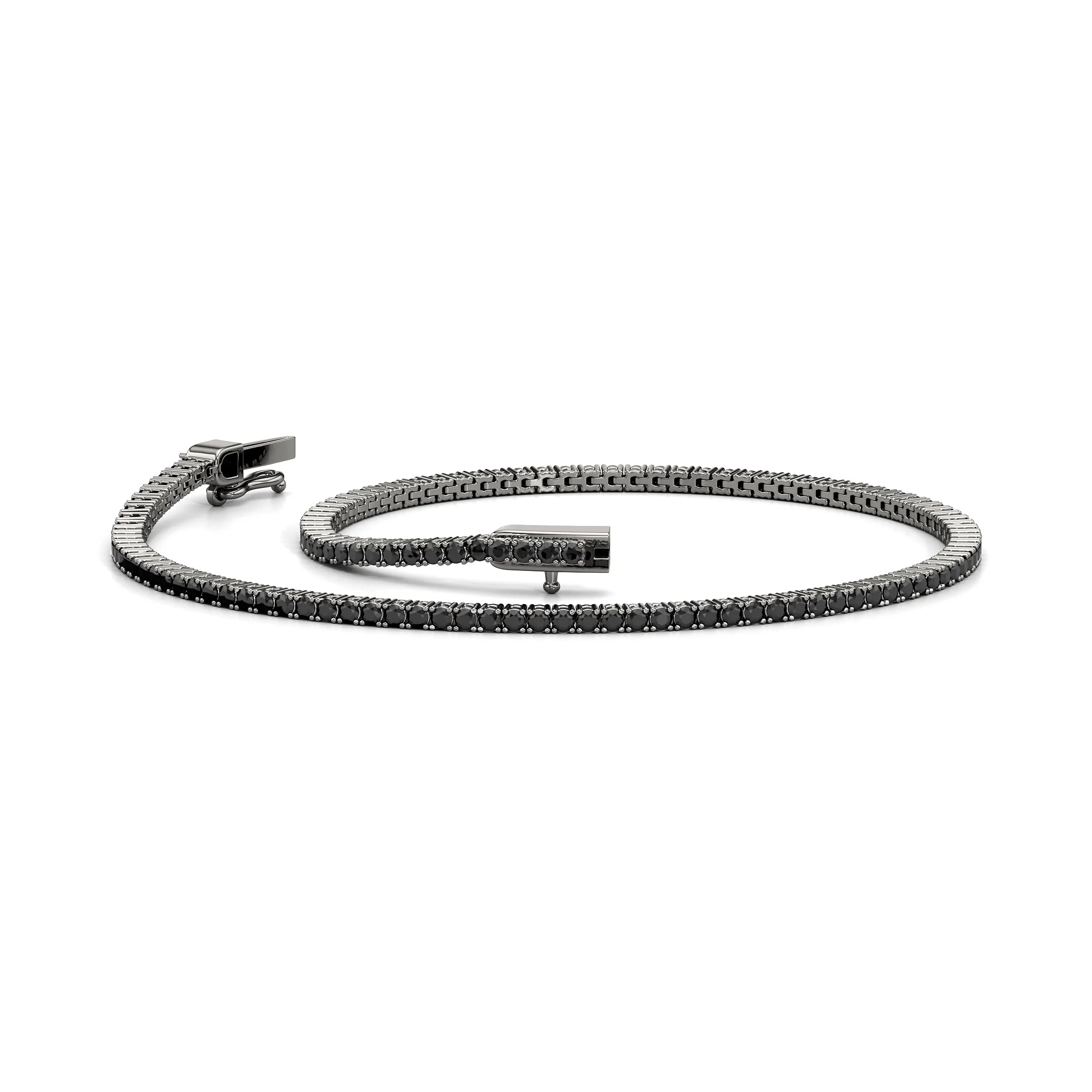 Round Black Diamond Tennis Bracelet