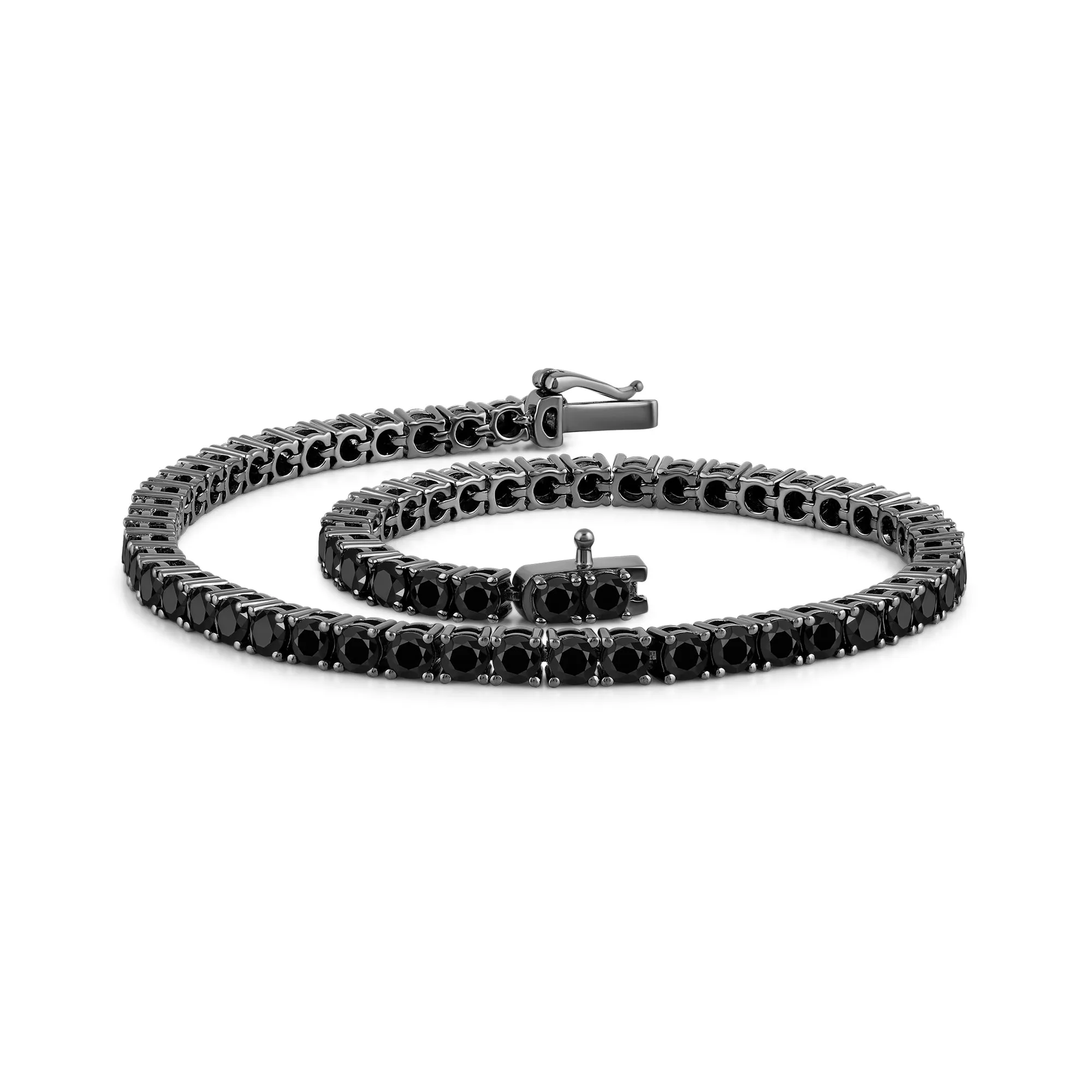 Round Black Diamond Tennis Bracelet