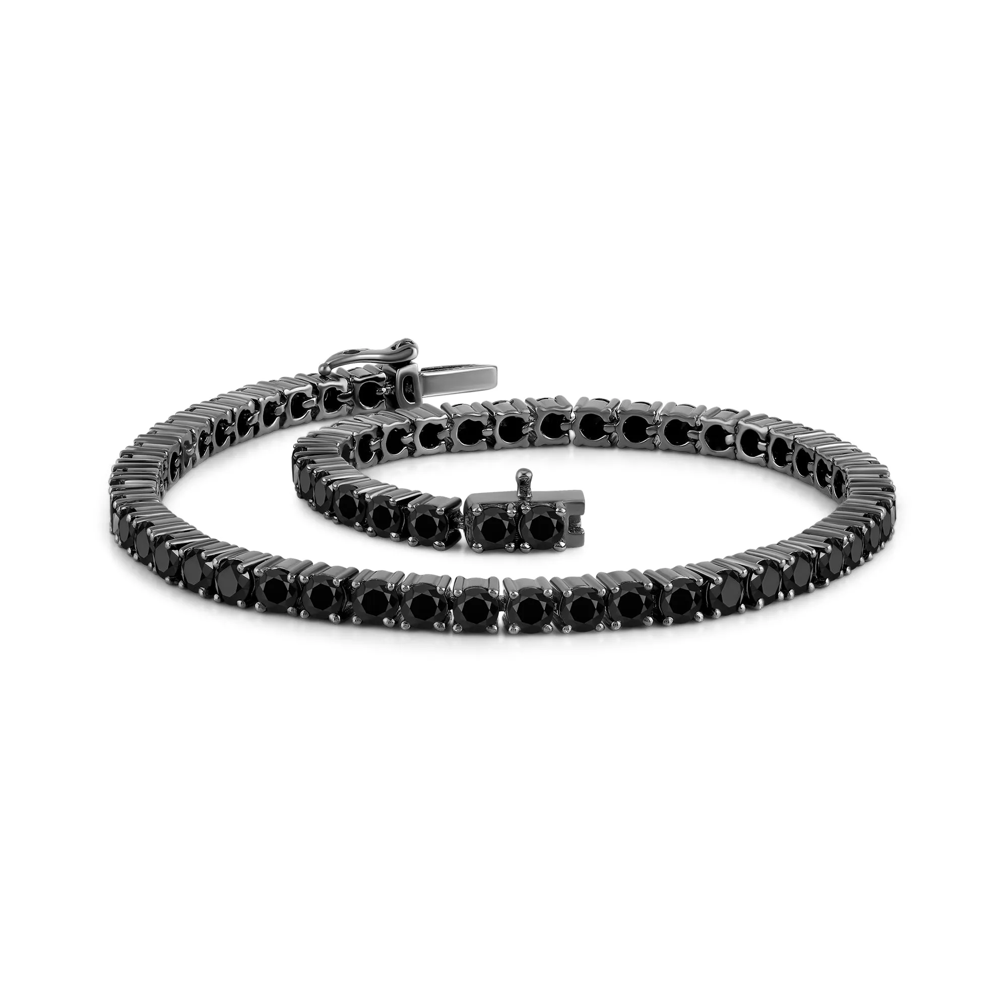 Round Black Diamond Tennis Bracelet
