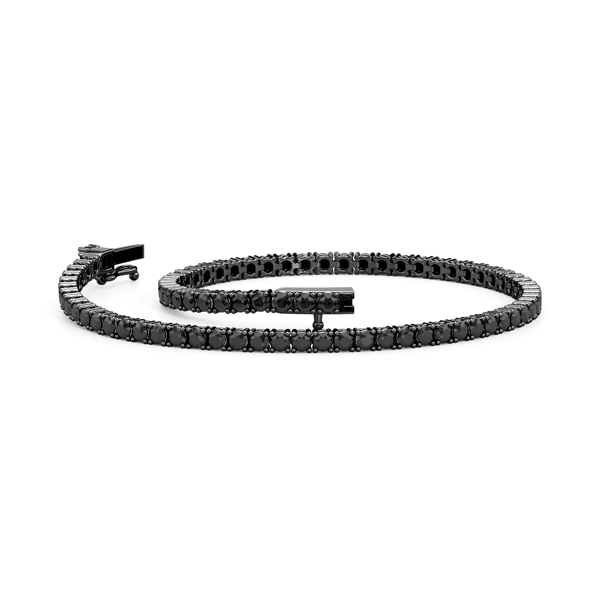 Round Black Diamond Tennis Bracelet