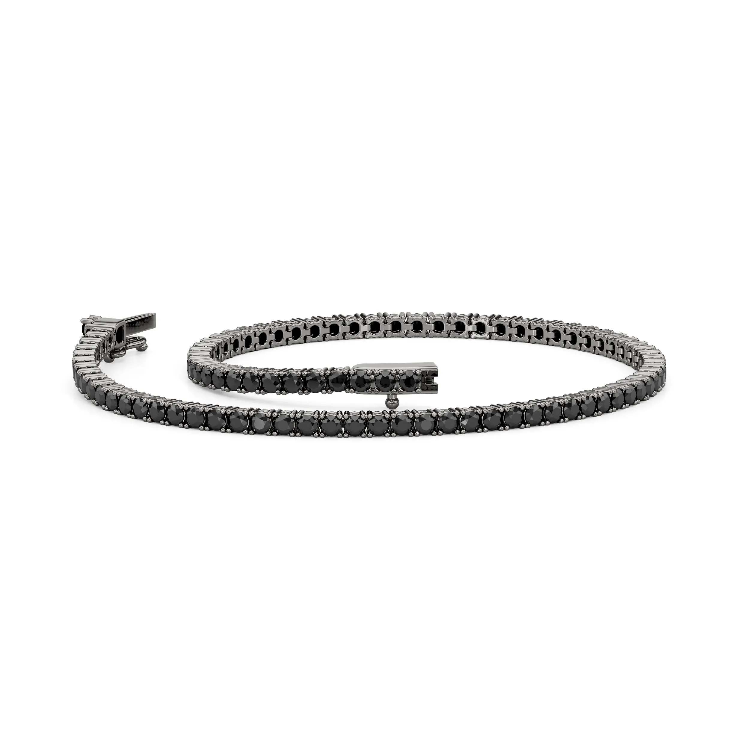 Round Black Diamond Tennis Bracelet