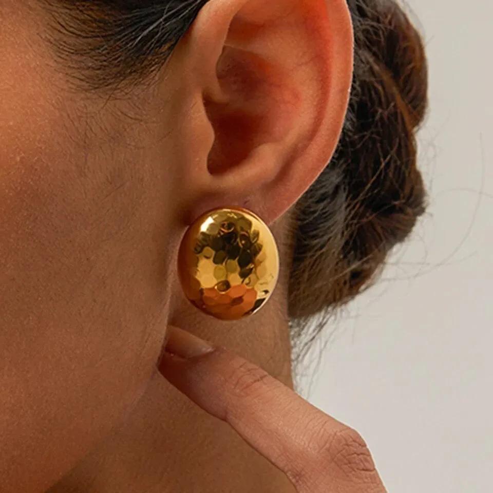 Round Speckled Gold Earrings