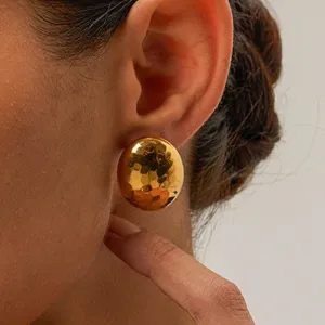 Round Speckled Gold Earrings
