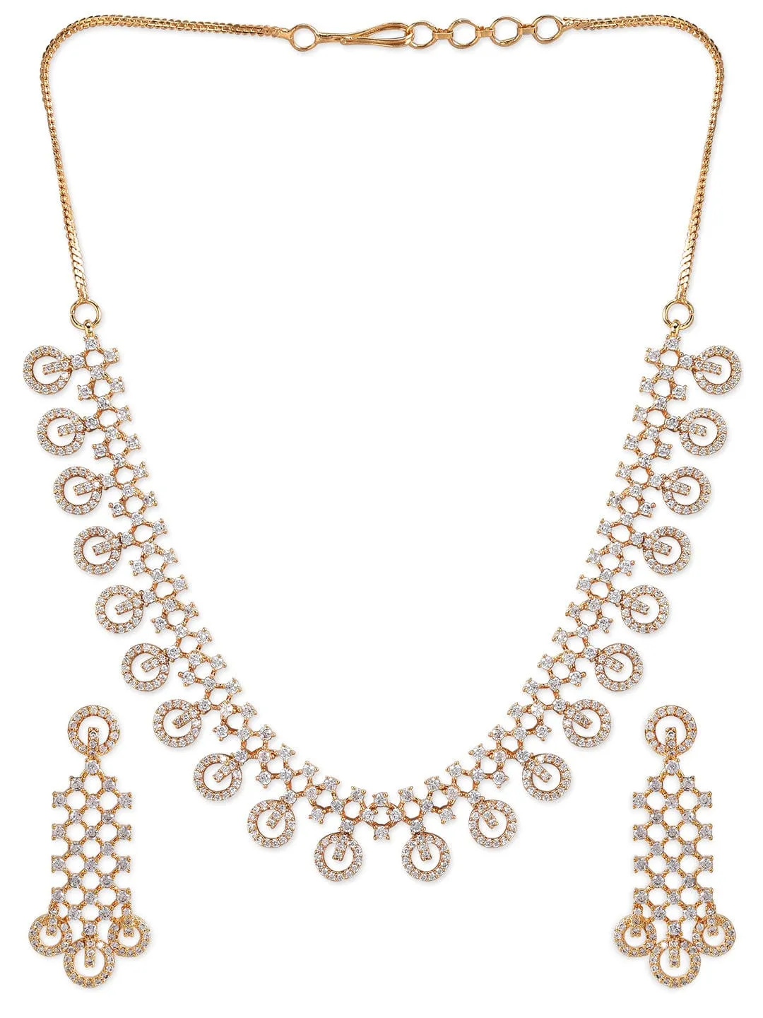 Rubans Gold Plated Handcrafted Studded Necklace Set.