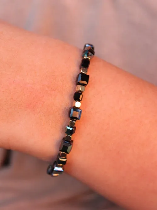 Rucha Crystal Square Bead Stretch Bracelet