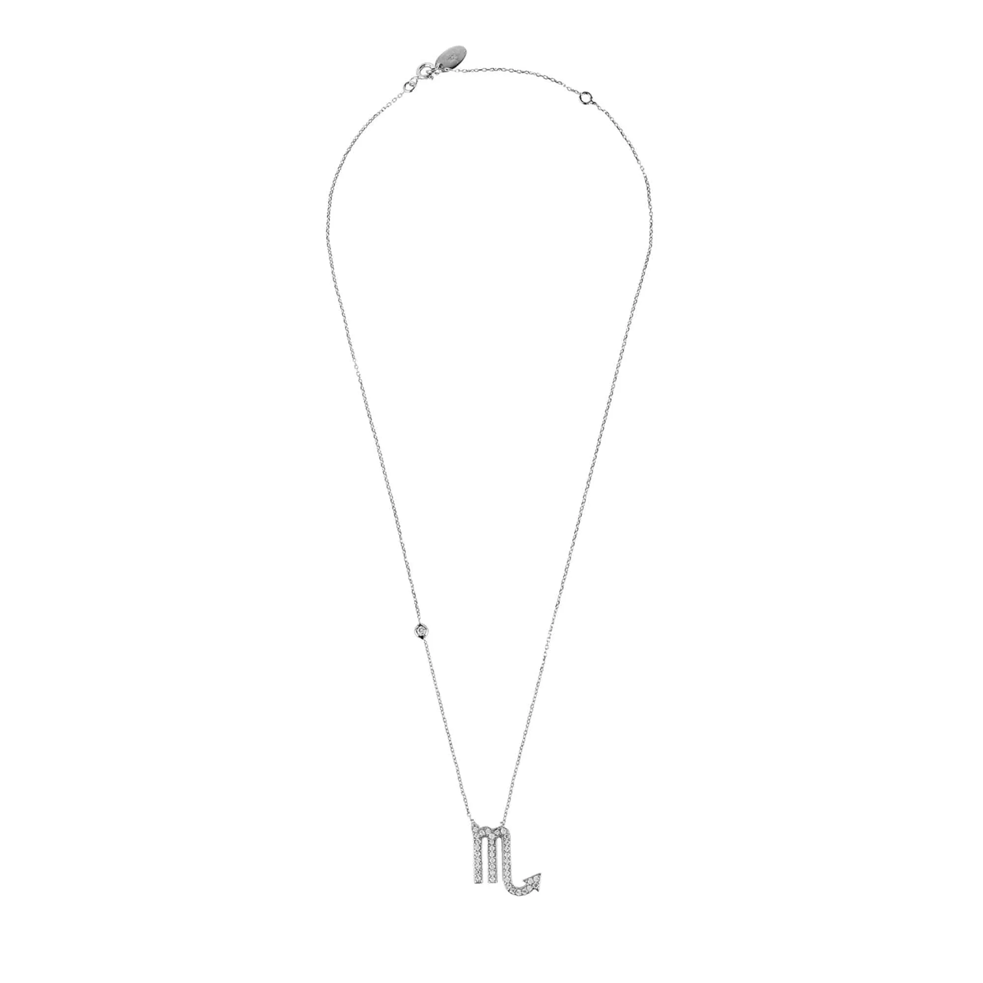 Scorpio Zodiac Necklace in Silver with White Zircons