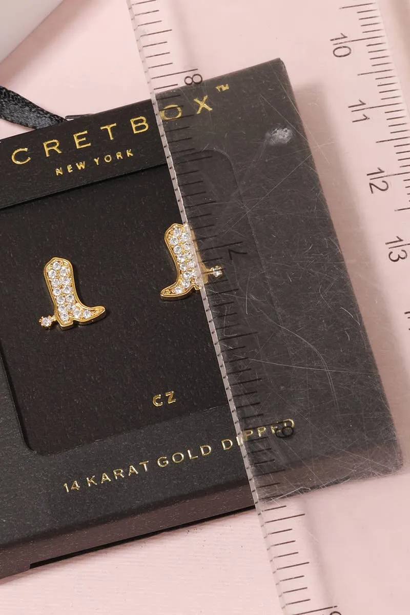 Secret Box Studded Cowboy Boot Earrings