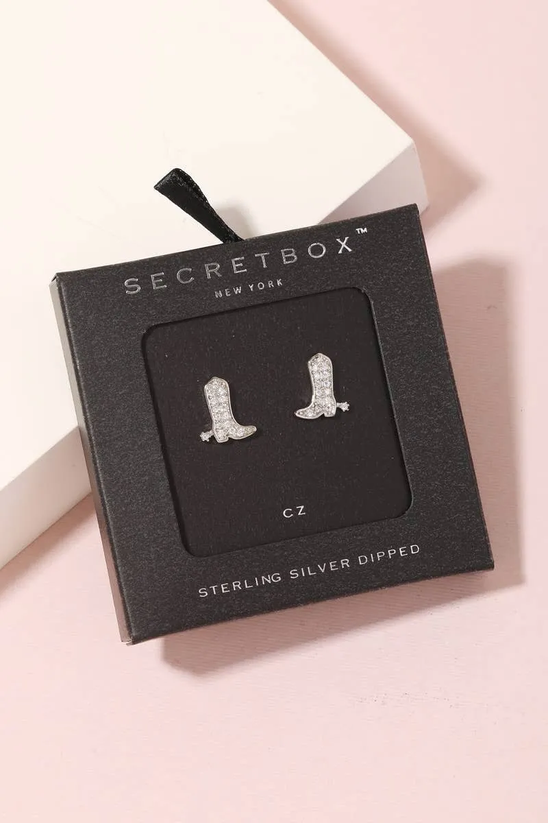 Secret Box Studded Cowboy Boot Earrings