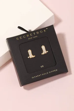 Secret Box Studded Cowboy Boot Earrings