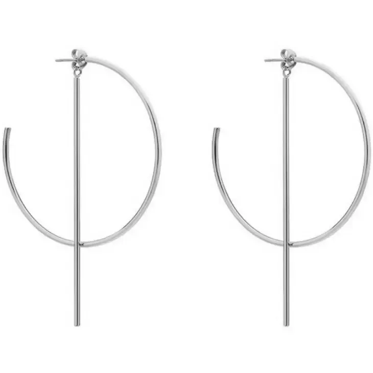 SILVER HOOPS WITH BAR