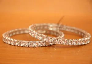 Silver Plated Diamond Look Solitaire Bangles