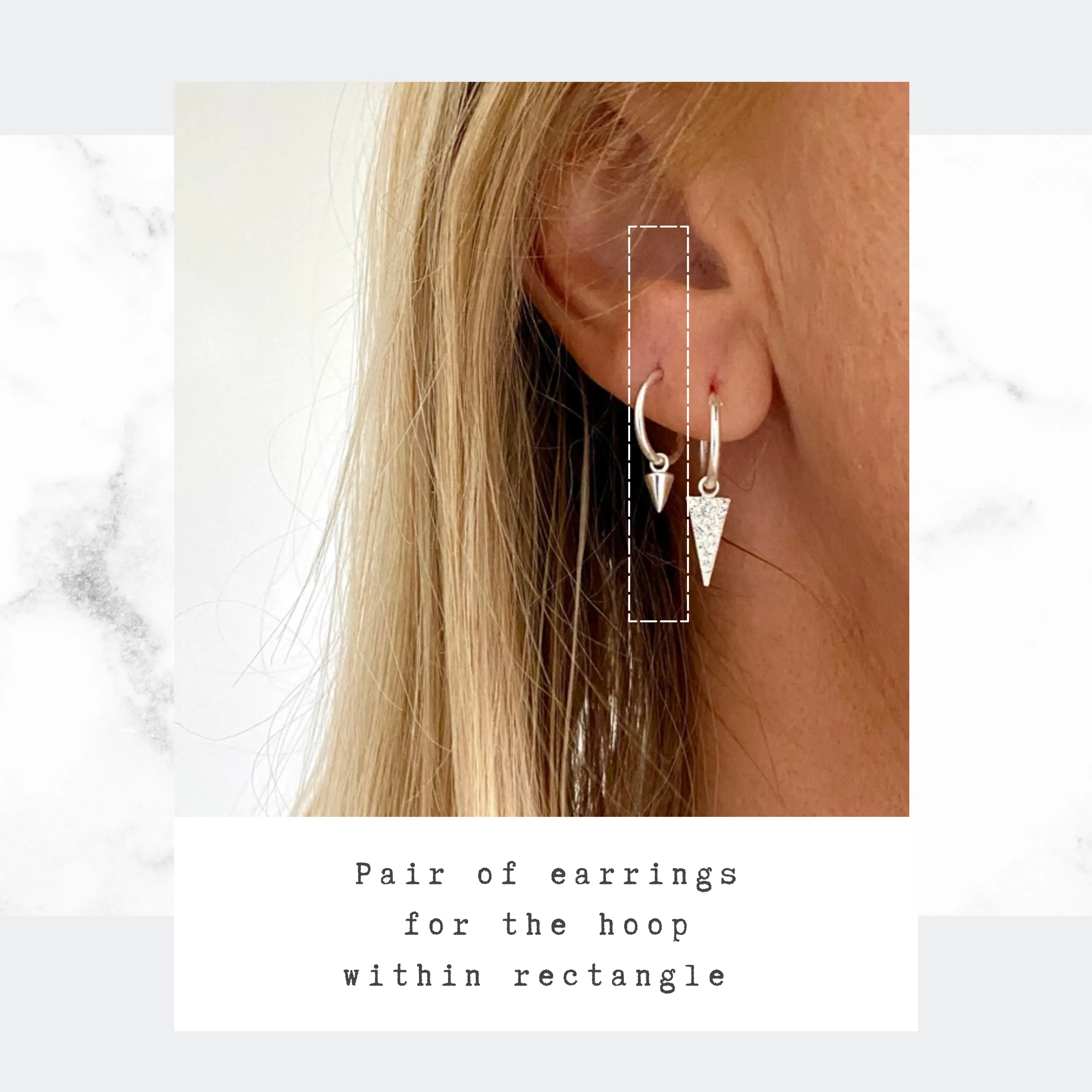 Silver Triangle Drop Mini Hoop Earrings