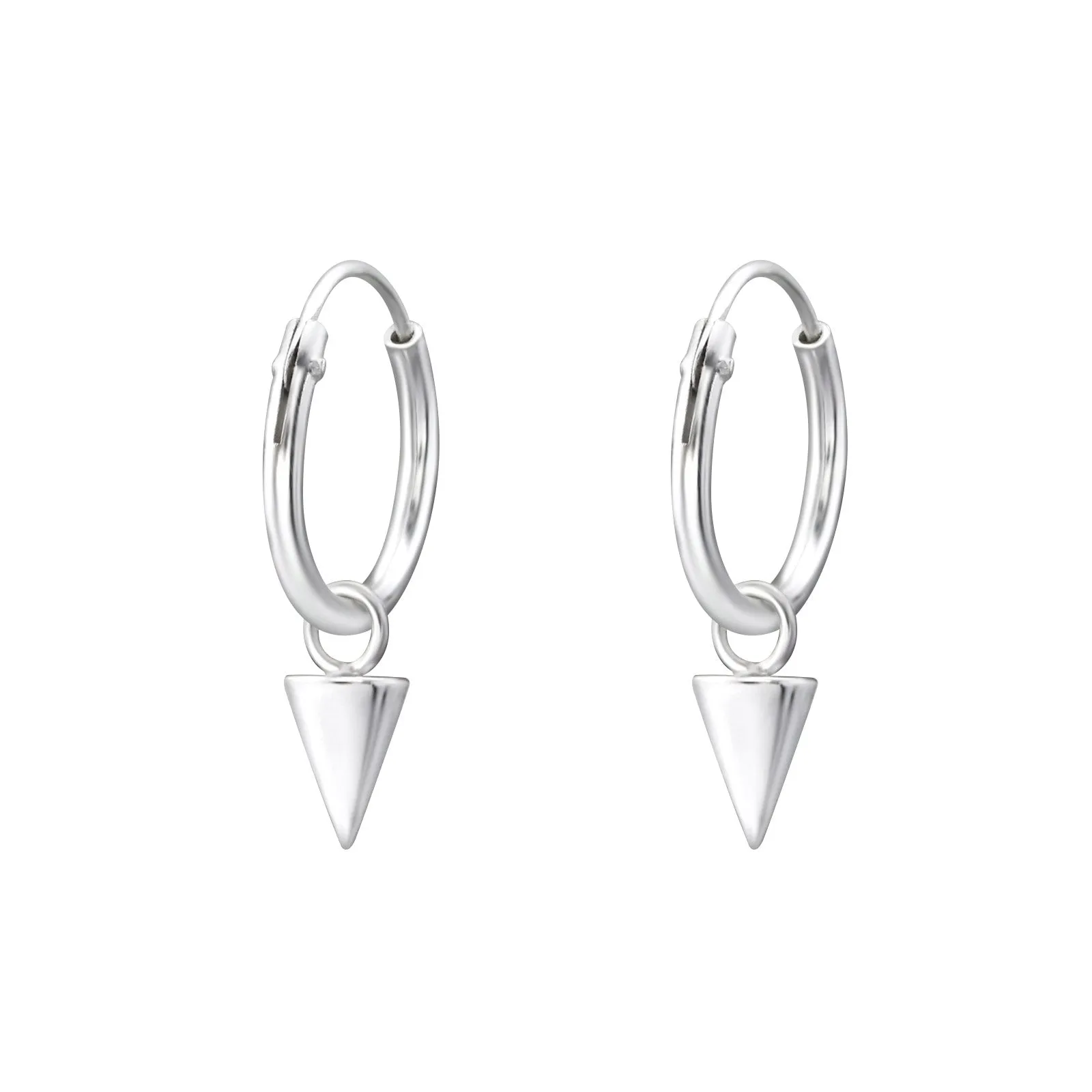 Silver Triangle Drop Mini Hoop Earrings