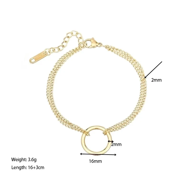 Simple Style Circle Titanium Steel Plating Bracelets
