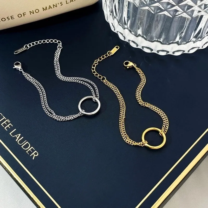 Simple Style Circle Titanium Steel Plating Bracelets