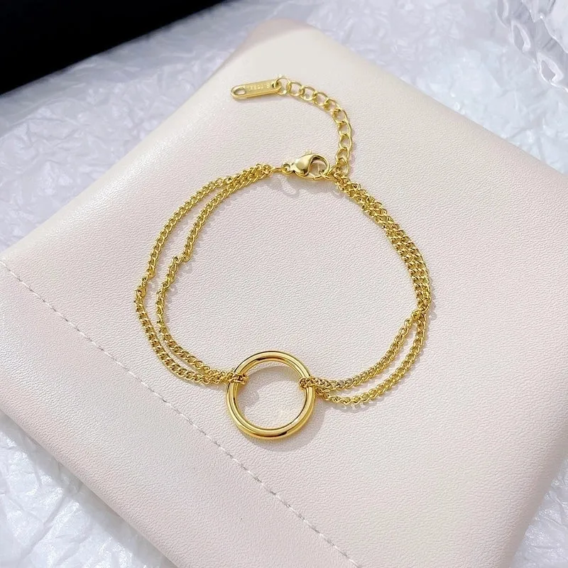 Simple Style Circle Titanium Steel Plating Bracelets