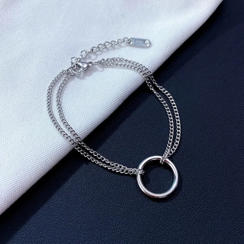 Simple Style Circle Titanium Steel Plating Bracelets