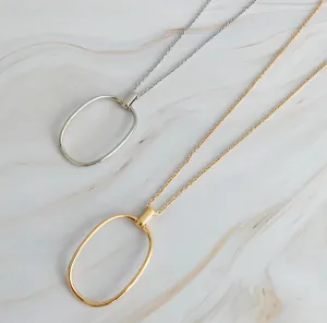 Sleek Oval Long Necklace - 2 Colors!