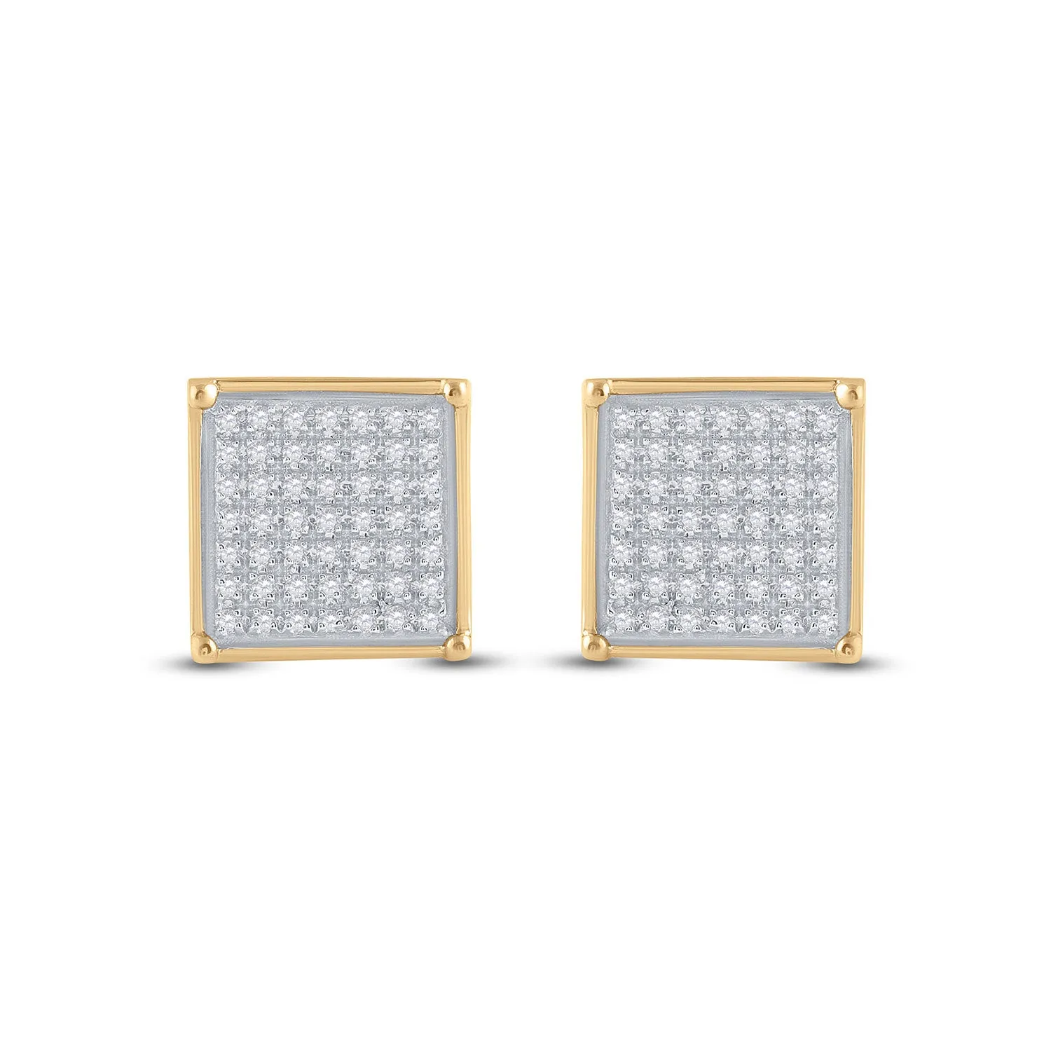 Sparkling Square Diamond Earrings in 10kt Yellow Gold