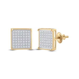 Sparkling Square Diamond Earrings in 10kt Yellow Gold