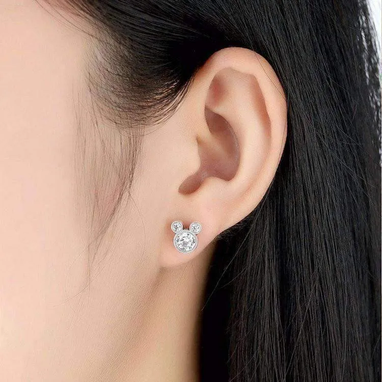 Sparkling Stud Earrings With Cubic Zirconia Crystal- Silver Jewellery - Best Gift for Her