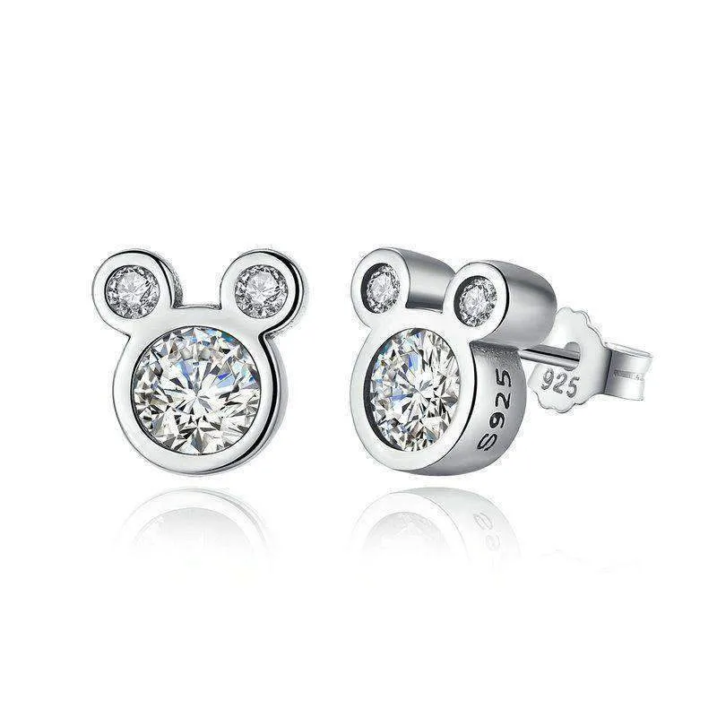 Sparkling Stud Earrings With Cubic Zirconia Crystal- Silver Jewellery - Best Gift for Her