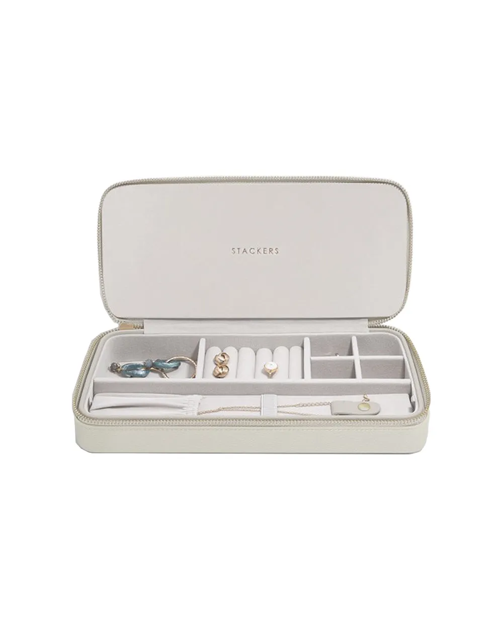 Stackers Sleek Necklace Zipped Travel Jewellery Box  Oatmeal