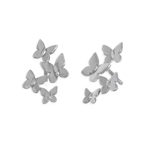 Sterling Silver Butterfly Cluster Post Earrings