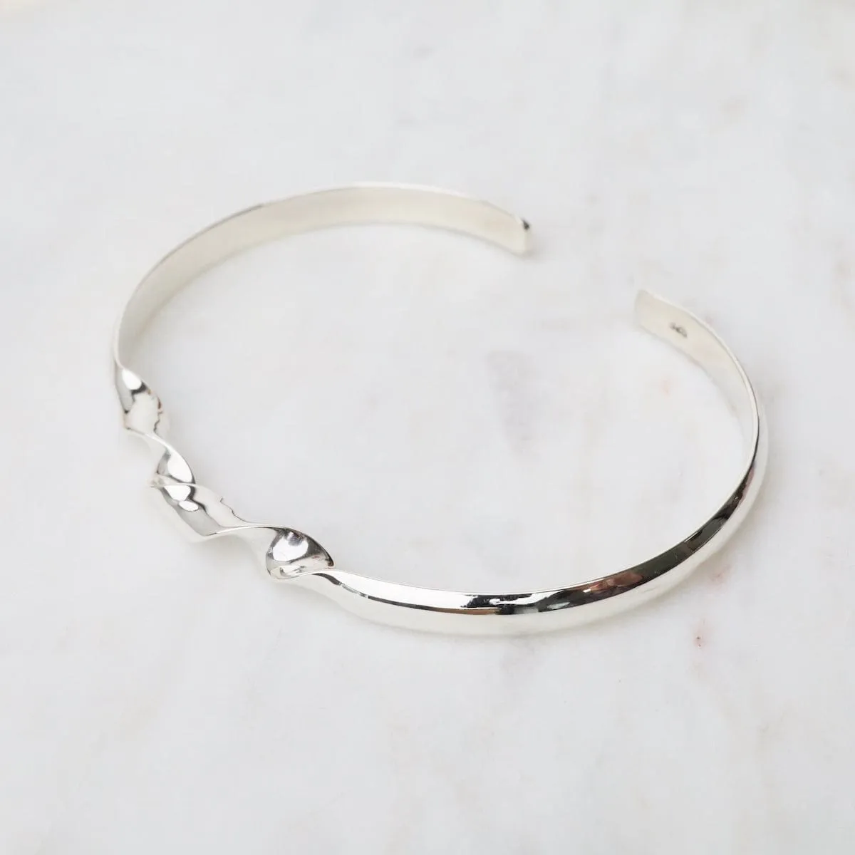Sterling Silver Cuff with Twisted Ribbon Front