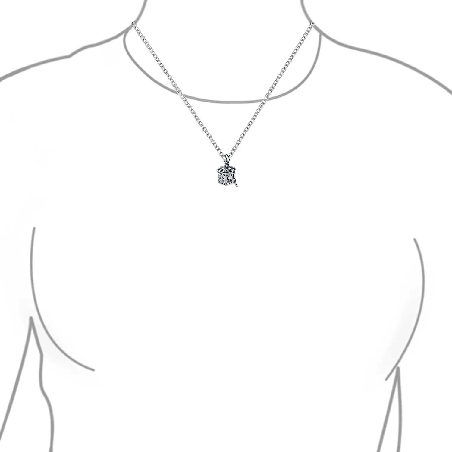 Sterling Silver Ichthys Jesus Cross Prayer Box Locket Necklace Memorial Holder