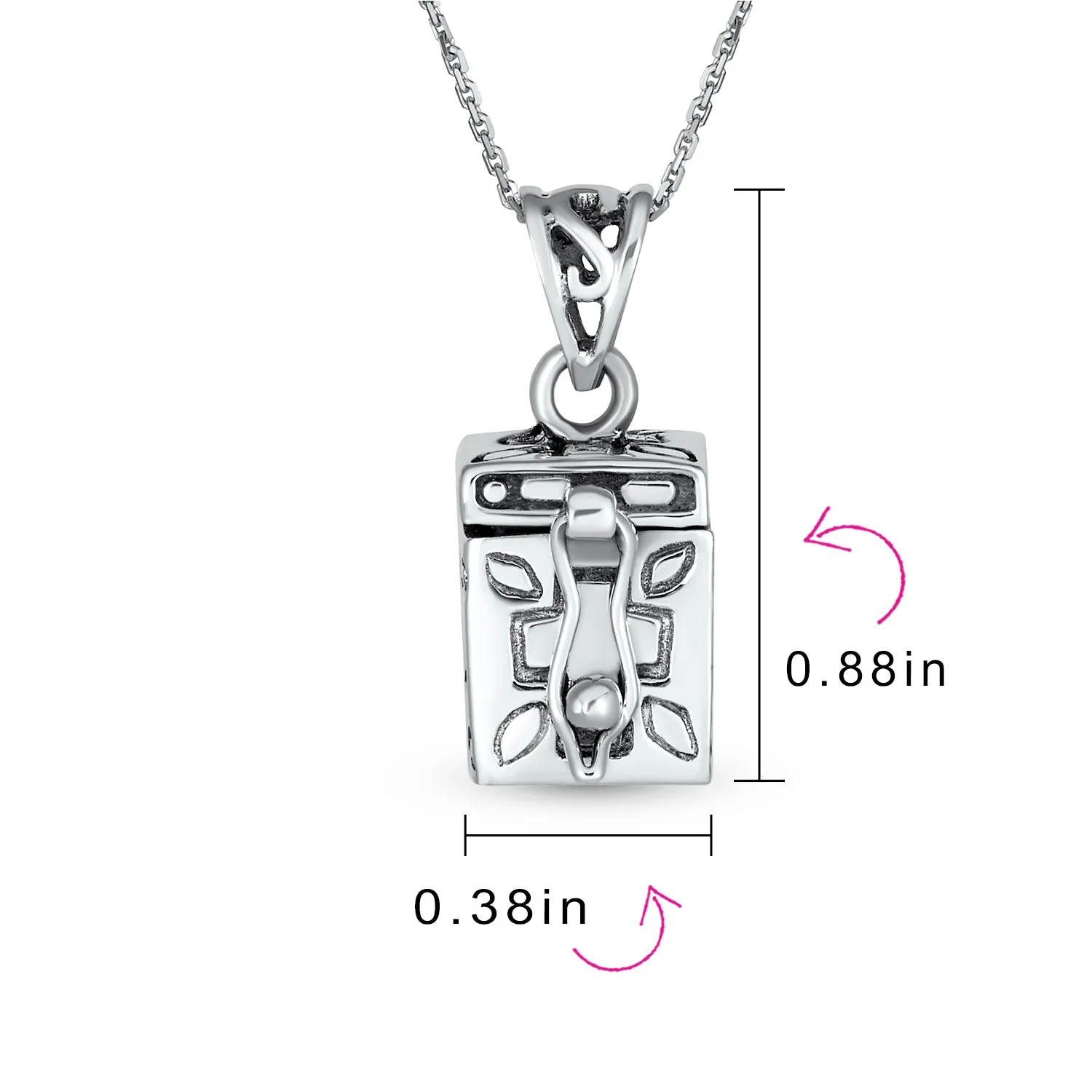Sterling Silver Ichthys Jesus Cross Prayer Box Locket Necklace Memorial Holder