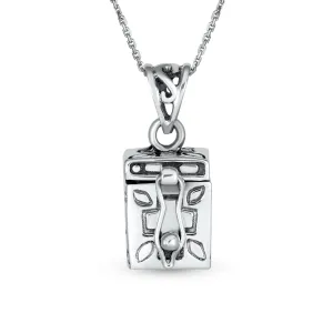 Sterling Silver Ichthys Jesus Cross Prayer Box Locket Necklace Memorial Holder
