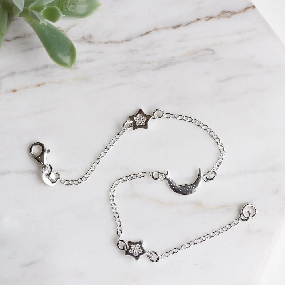 Sterling Silver Moon & Star Bracelet