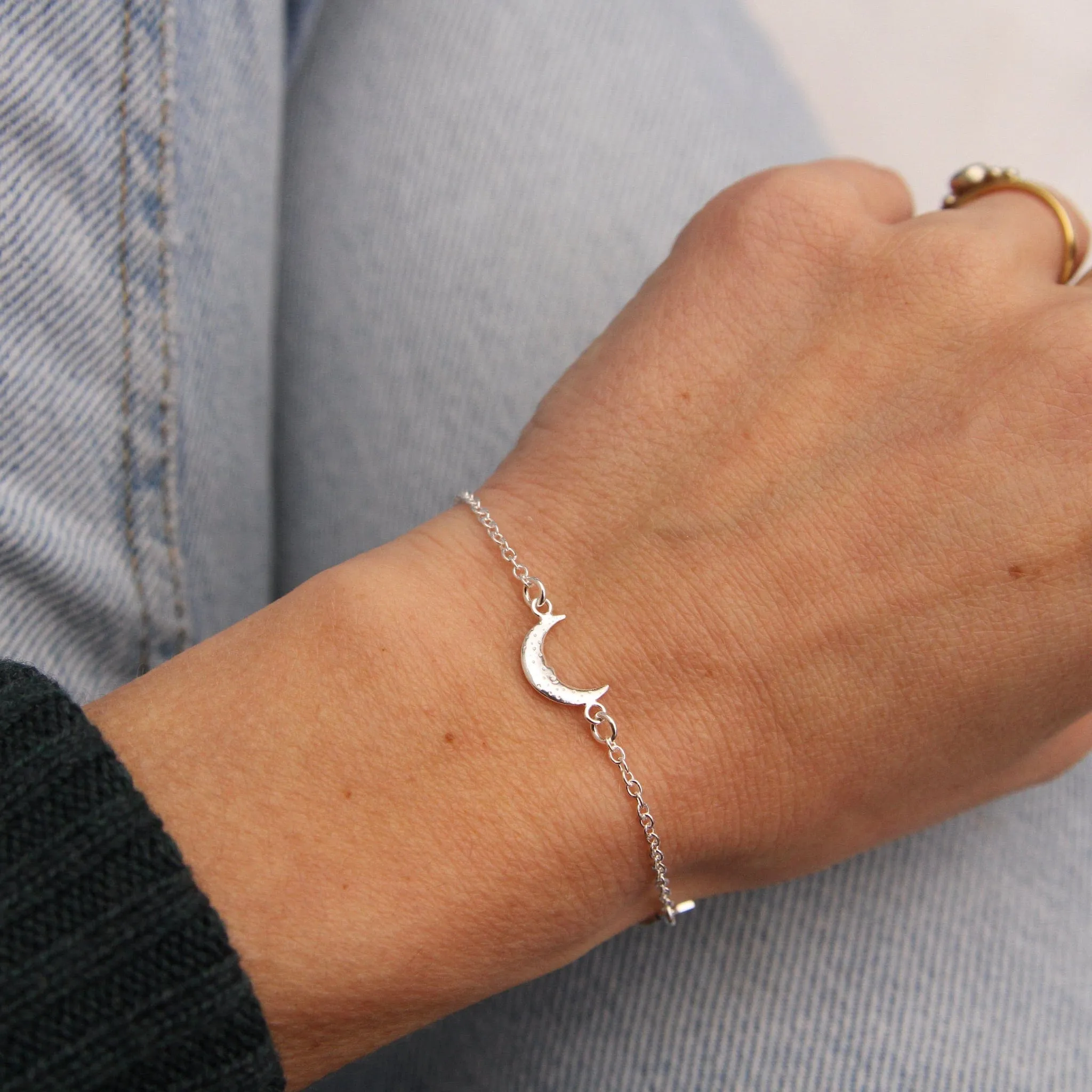 Sterling Silver Moon & Star Bracelet