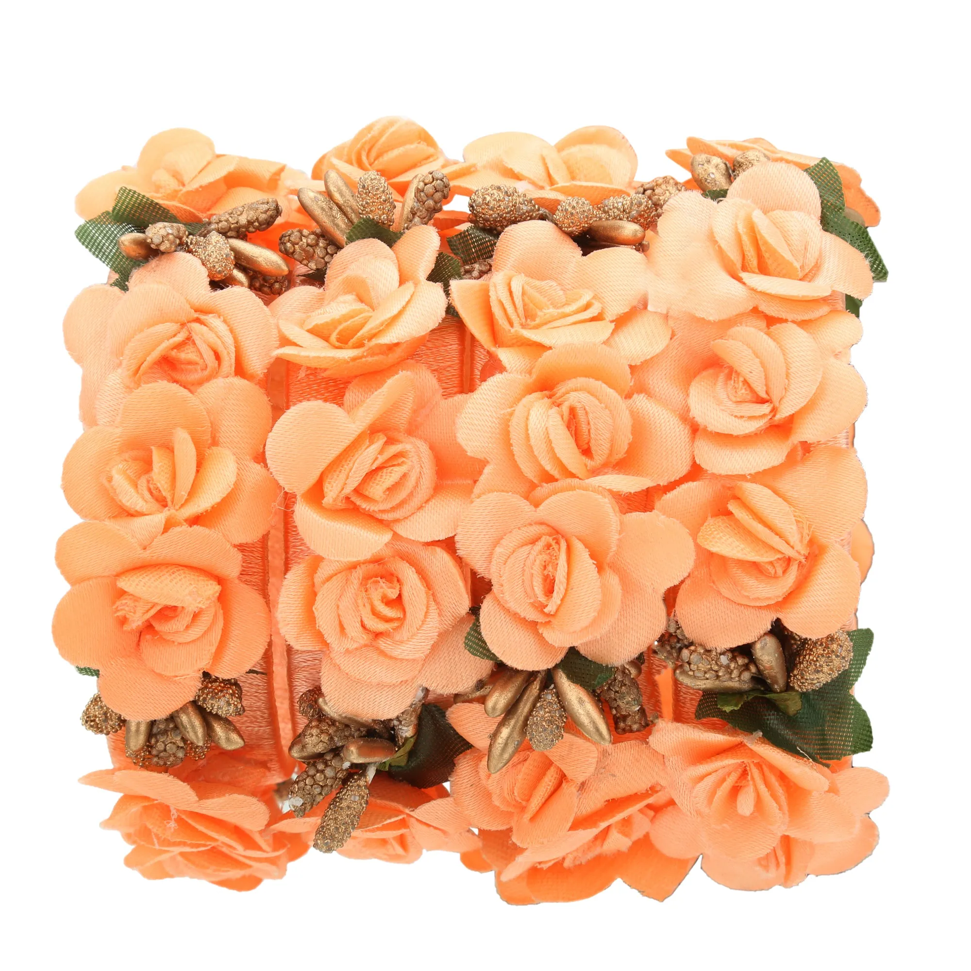 Sukriti Beautiful Handcrafted Peach Flower Designer Silk thread Bridal Chuda Wedding Bangles for Women – Set of 22