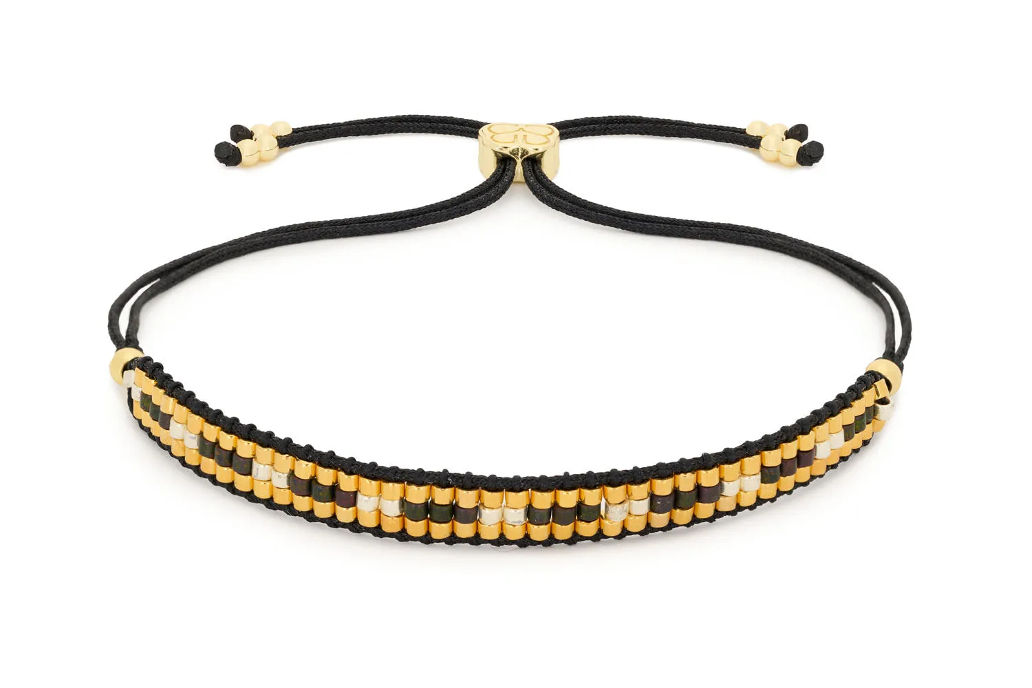 Tahiti Black Spinel Gold Bracelet Stack