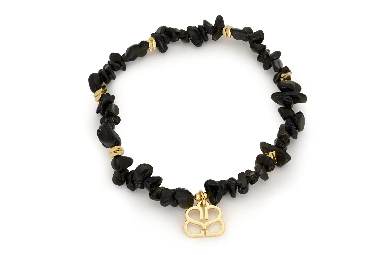 Tahiti Black Spinel Gold Bracelet Stack