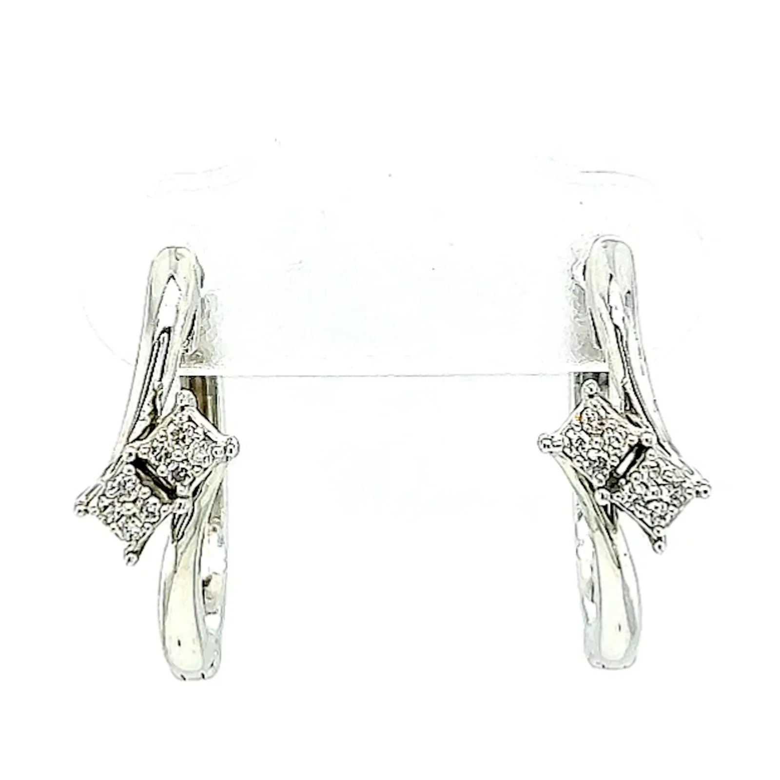 Tango Sterling Silver Round Brilliant Cut with 0.06 Carat tw of Diamonds Hoop Earrings
